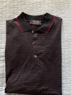 Marcello Black Polo with Red Dot Detail